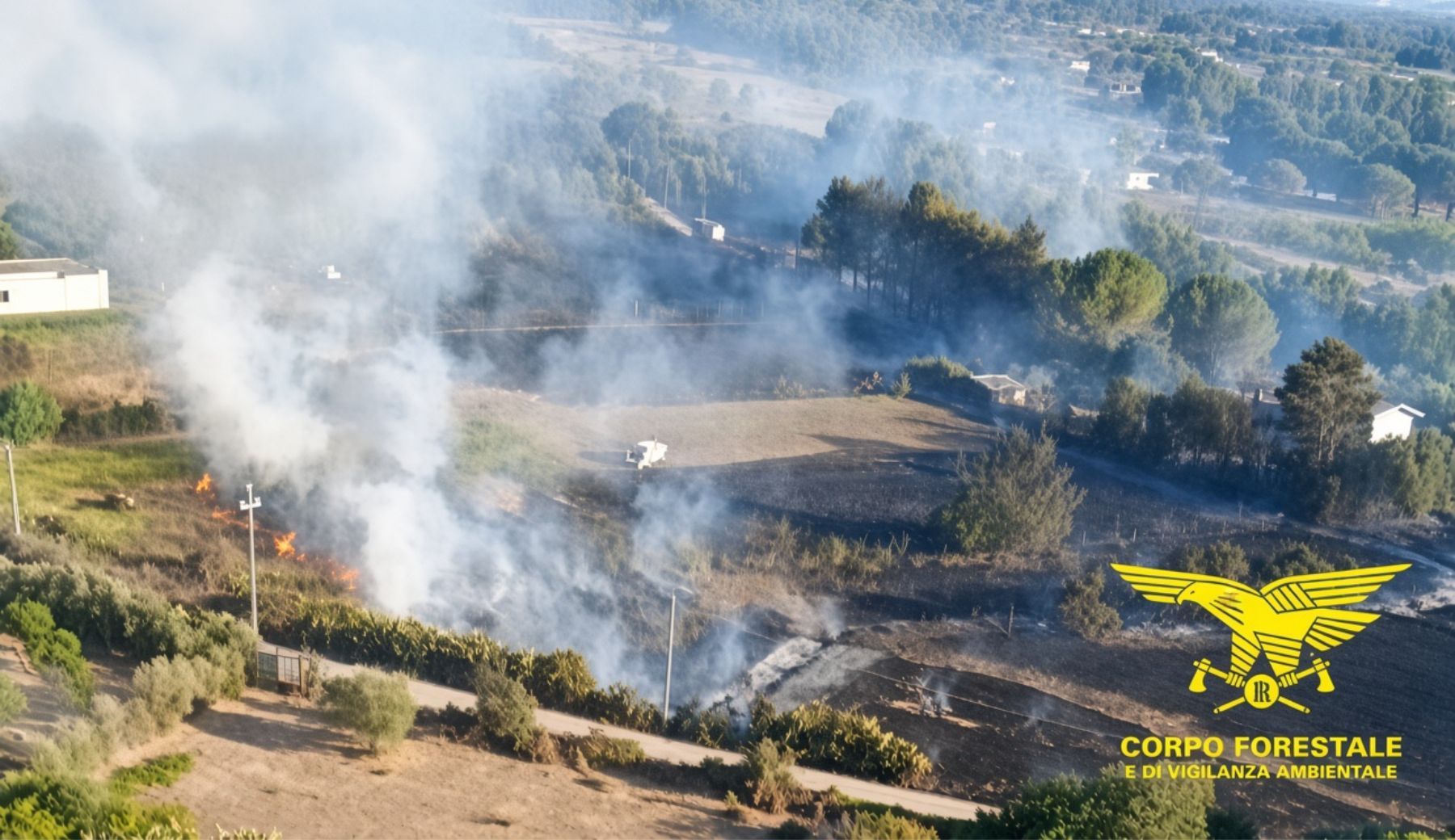 Incendio nelle campagne di Terralba, interviene anche l’elicottero